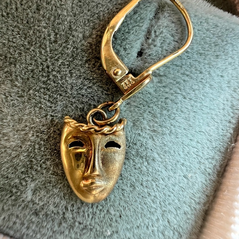 Vintage 8k Gold Face Earrings – Marked 333 - Picture 2 of 2
